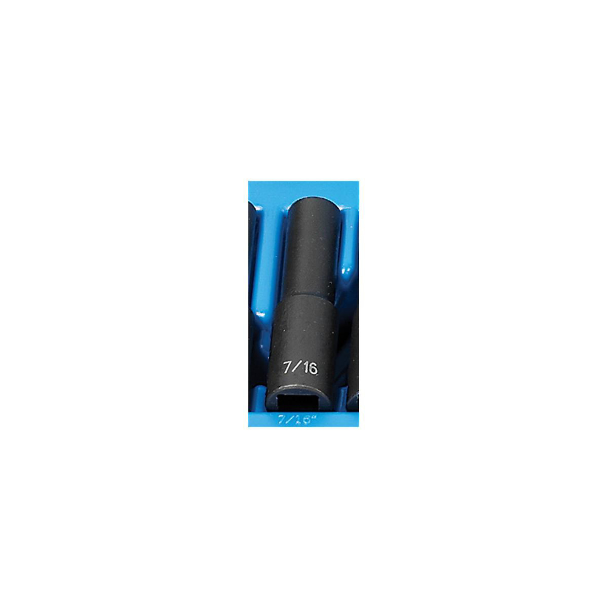 Grey Pneumatic Impact Socket — 7/16in., 1/2in. Drive, 12-Point, Deep, Model# GRE2114D